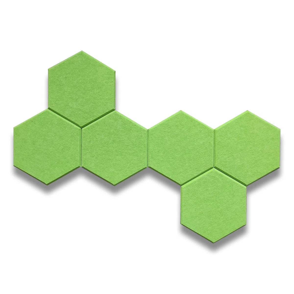 HEXA Acoustic 3D Felt PET Wall Panels set on white background GREEN DecorMania.eu