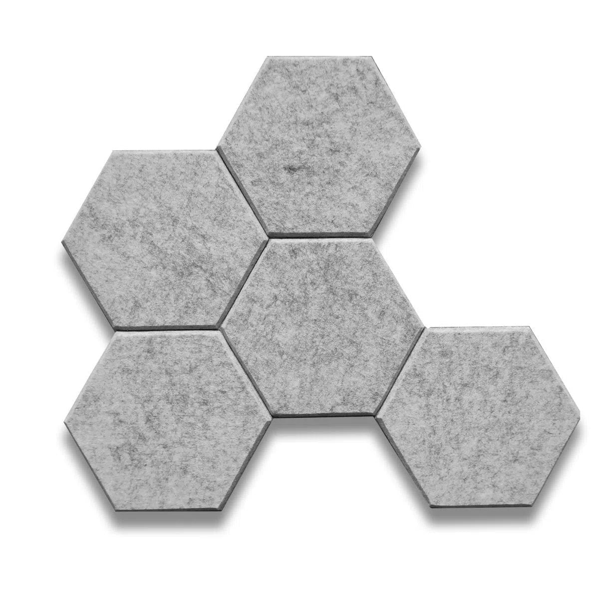HEXA Acoustic 3D Felt PET Wall Panels set on white background GREY DecorMania.eu