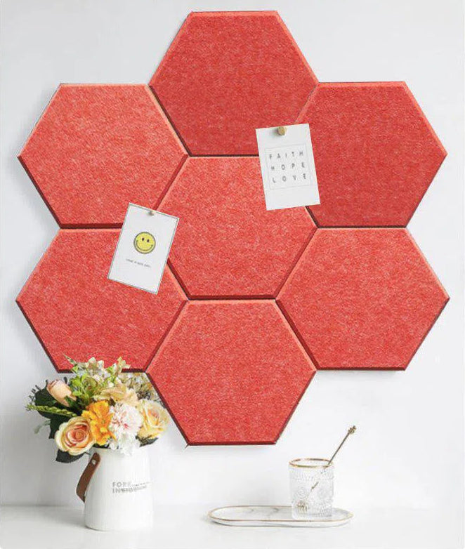 HEXA Acoustic 3D Felt PET Wall Panels decor in white interior ORANGE DecorMania.eu
