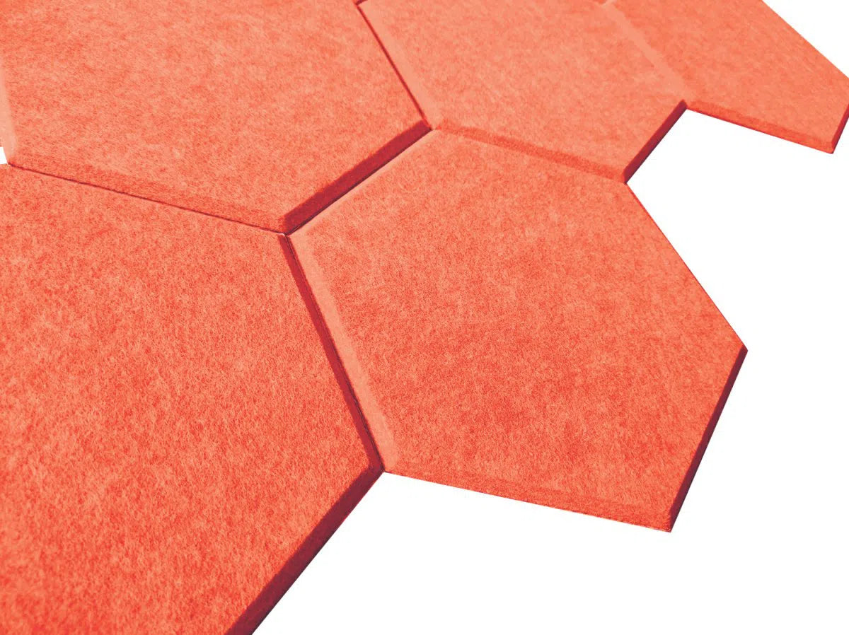 HEXA Acoustic 3D Felt PET Wall Panels closeup detail ORANGE DecorMania.eu