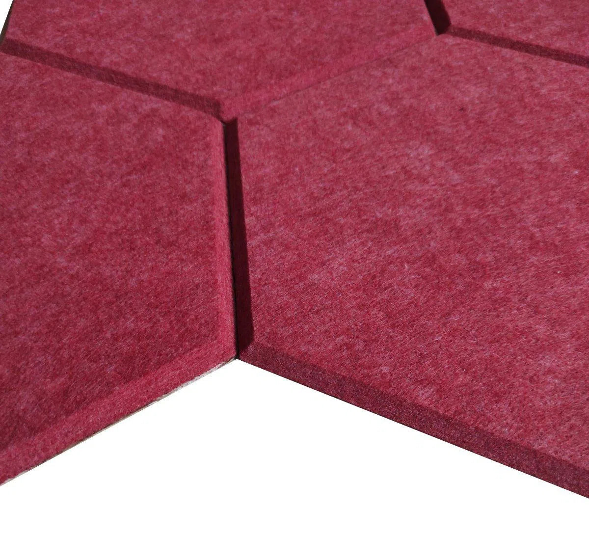 HEXA Acoustic 3D Felt PET Wall Panels RED edge closeup photo DecorMania.eu