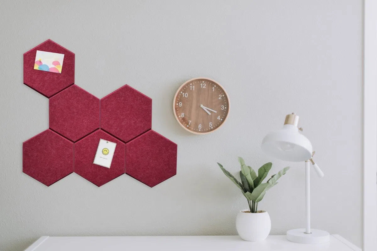 HEXA Acoustic 3D Felt PET Wall Panels configuration RED DecorMania.eu