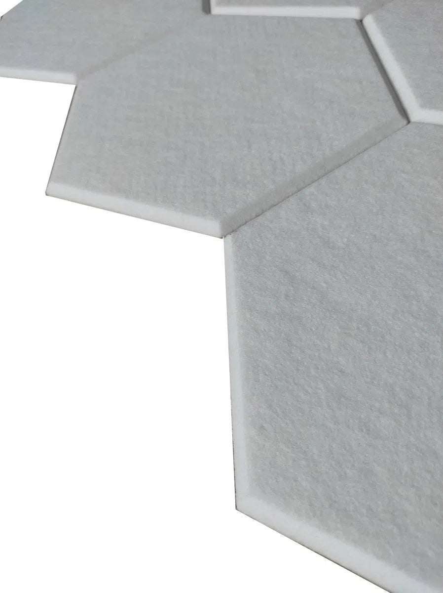 HEXA Acoustic 3D Felt PET Wall Panels closeup photo WHITE DecorMania.eu