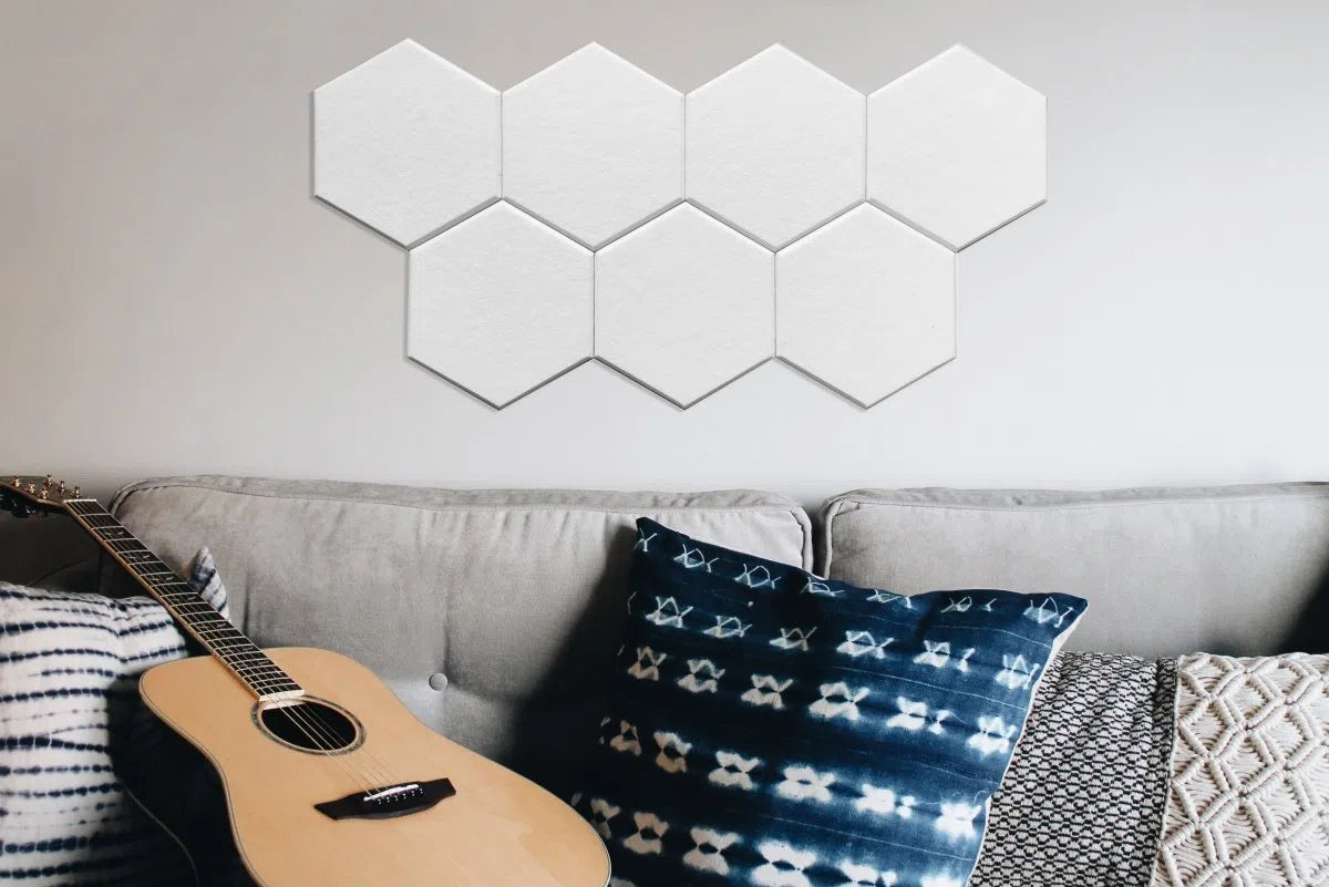 HEXA Acoustic 3D Felt PET Wall Panels decor set WHITE DecorMania.eu