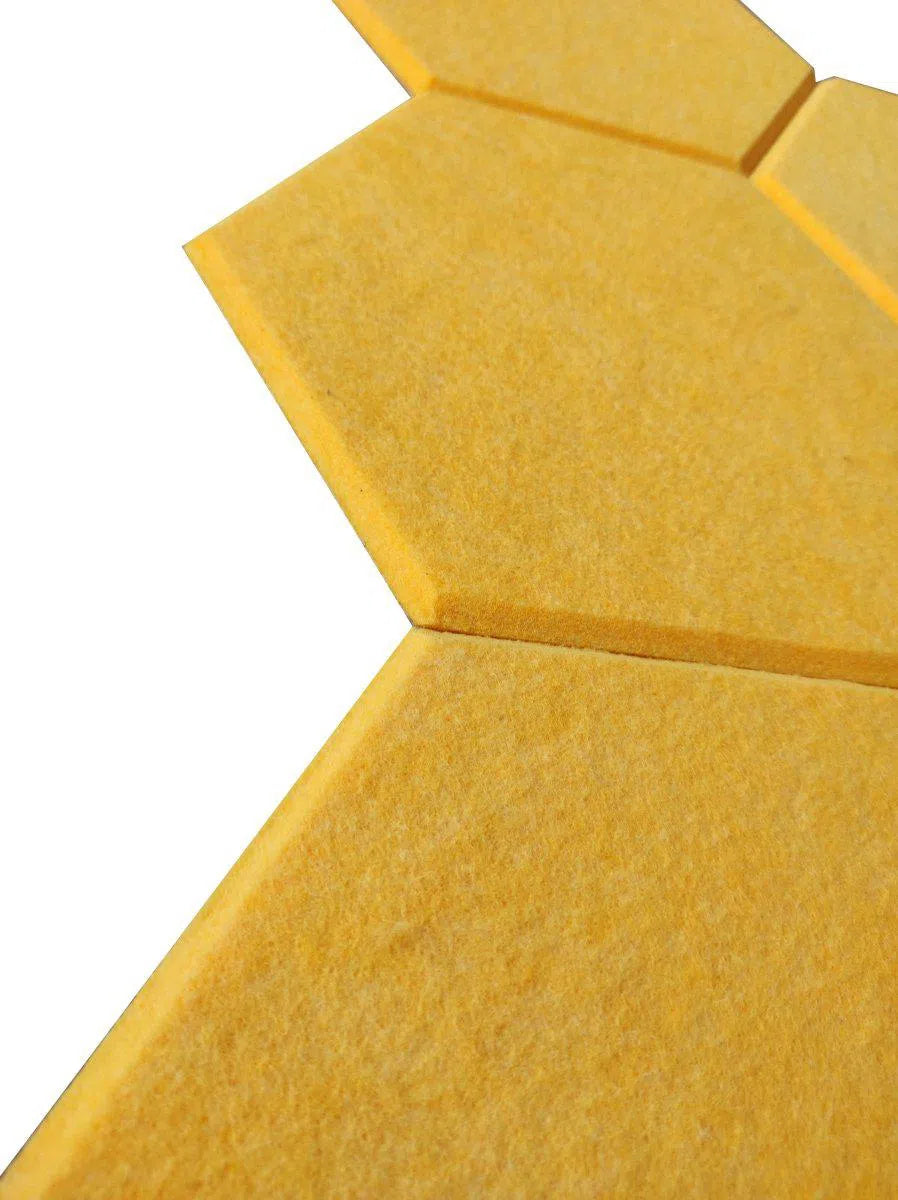 HEXA Acoustic 3D Felt PET Wall Panels beveled edge closeup YELLOW DecorMania.eu