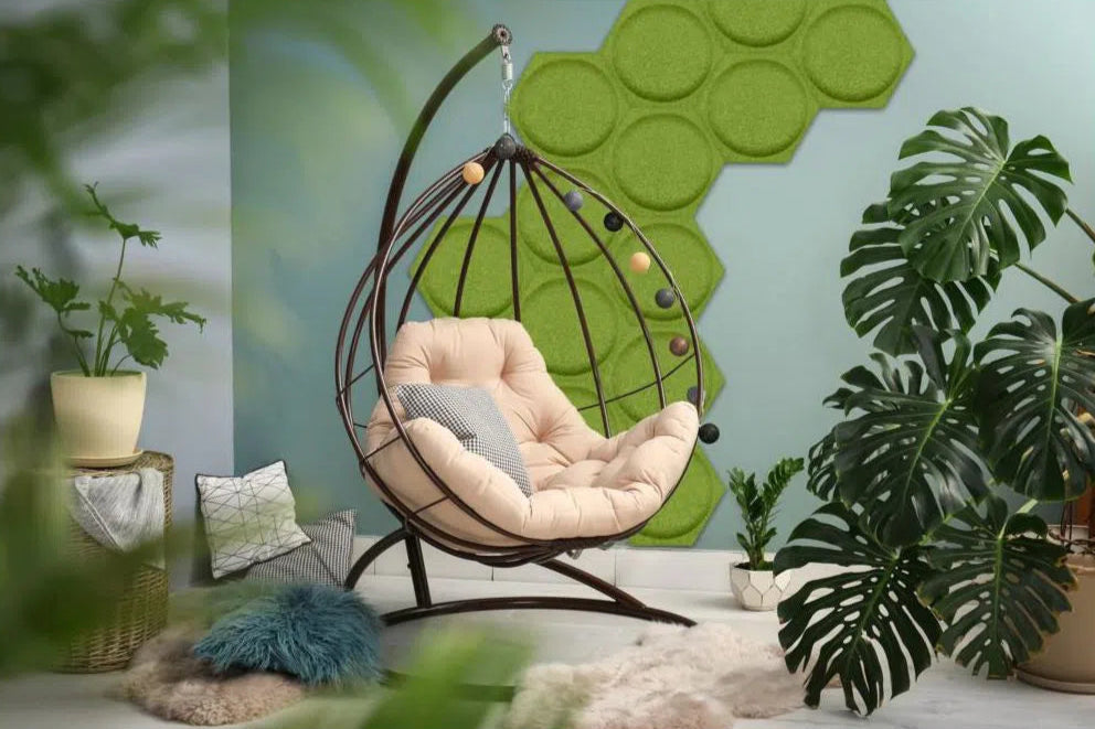 HEXA BOLD 2 Acoustic 3D Felt Wall Panels decor in cozy interior OLIVE DecorMania.eu