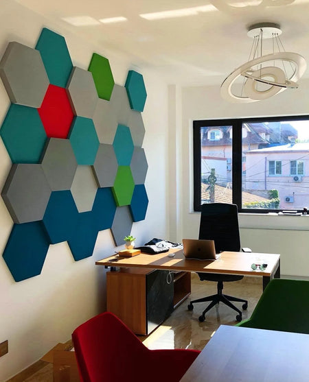 HEXA L Soft Acoustic Wall Panel in office interior Decormania.eu