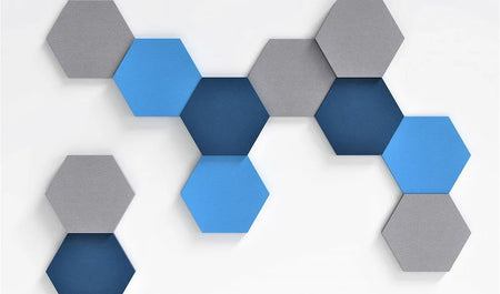 HEXA L Soft Acoustic Wall Panel blue and grey composition Decormania.eu