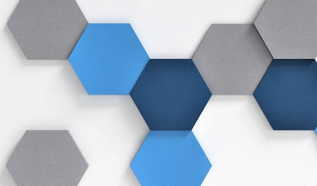 HEXA L Soft Acoustic Wall Panel blue and grey composition Decormania.eu