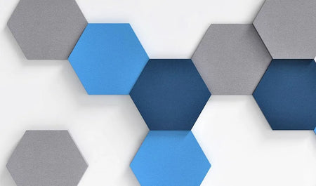 HEXA L Soft Acoustic Wall Panel blue and grey composition Decormania.eu