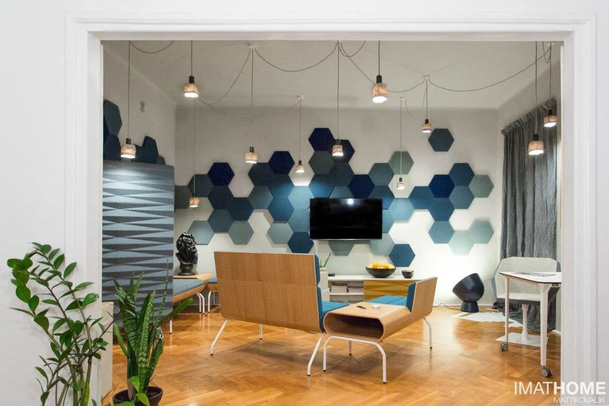 HEXA M Soft Acoustic Wall Panel blue composition DecorMania.eu