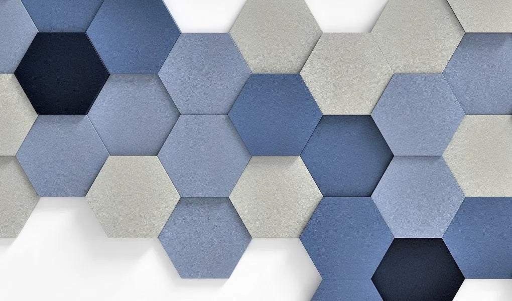 HEXA M Soft Acoustic Wall Panel blue and grey composition DecorMania.eu