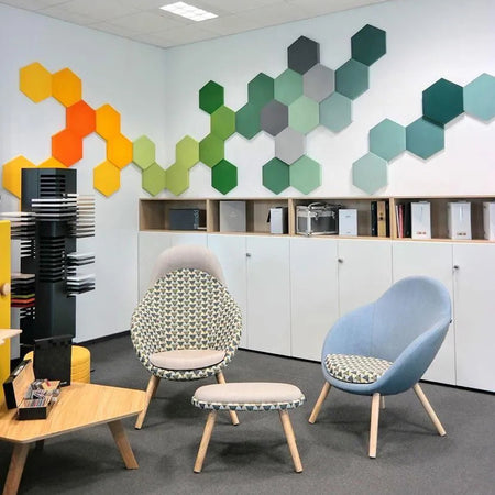 HEXA M Soft Acoustic Wall Panel colorful composition DecorMania.eu