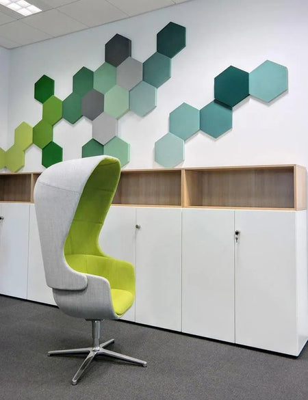 HEXA M Soft Acoustic Wall Panel blue and green composition Decormania.eu