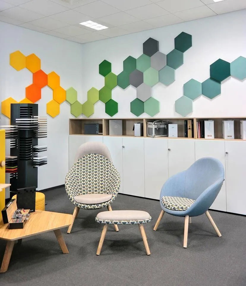 HEXA S Soft Acoustic Wall Panel in white interior DecorMania.eu