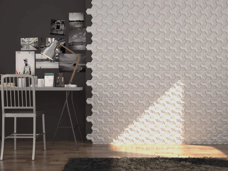 HEXA 2 Polystyrene Wall Art – 3D Decorative Panels in grey interior DecorMania.eu