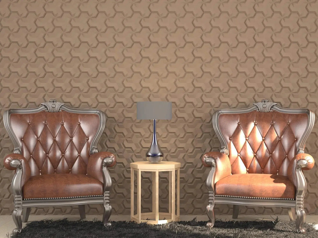 HEXA 2 Polystyrene Wall Art – 3D Decorative Panels beige accent wall in elegant interior DecorMania.eu