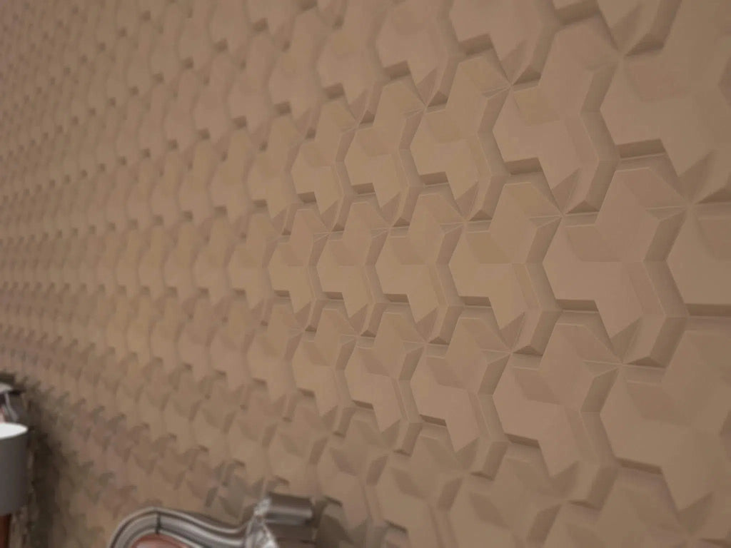 HEXA 2 Polystyrene Wall Art – 3D Decorative Panels beige texture closeup DecorMania.eu