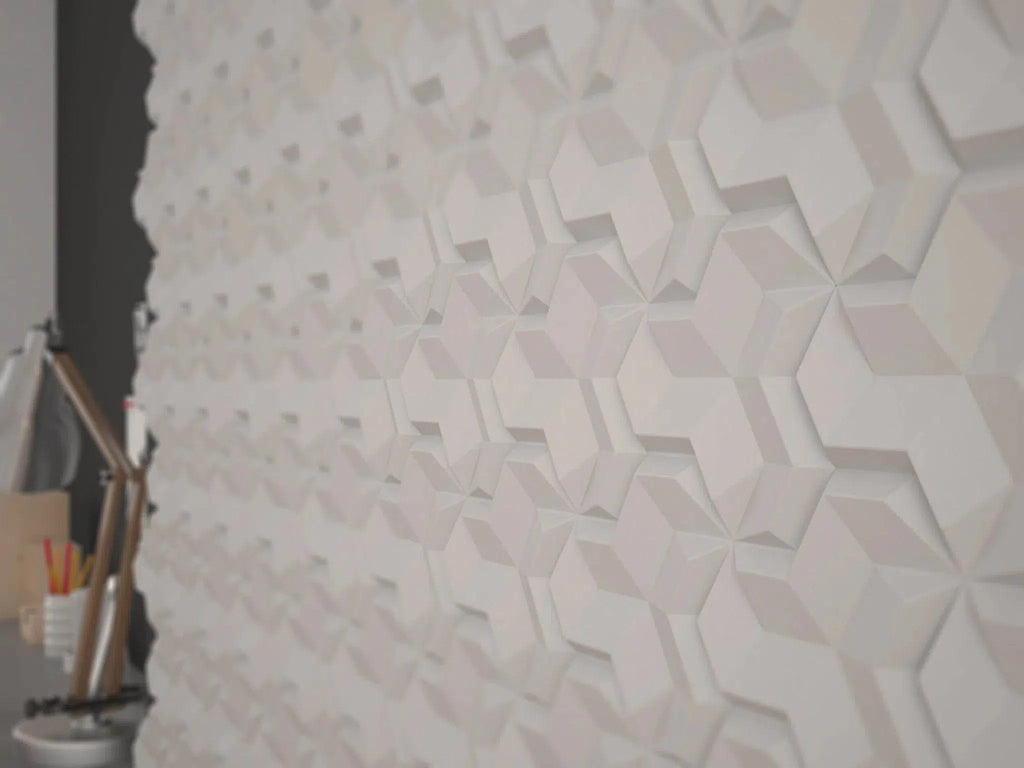HEXA 2 Polystyrene Wall Art – 3D Decorative Panels white colour panels closeup DecorMania.eu