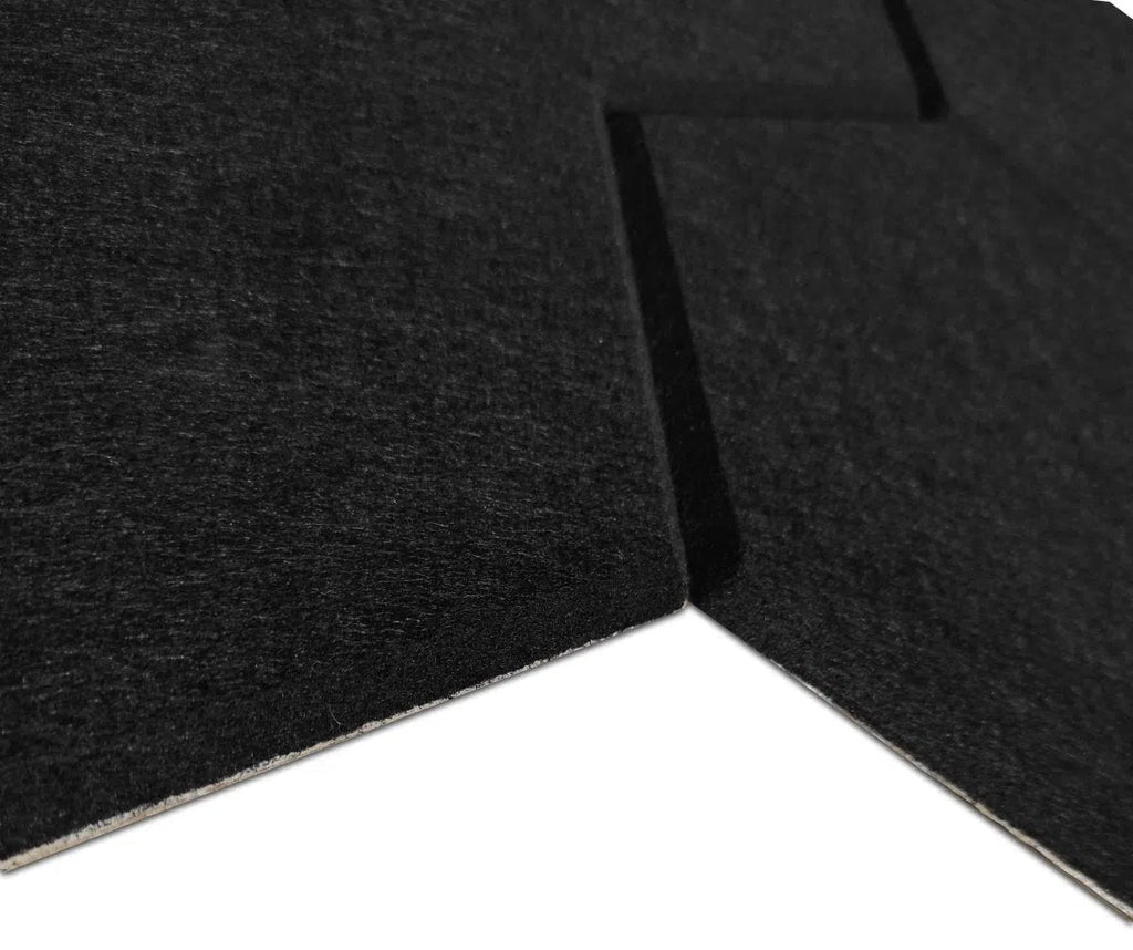 HEXA Acoustic 3D Felt Wall Panels closeup photo BLACK DecorMania.eu