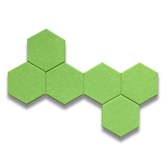 HEXA Acoustic 3D Felt Wall Panels set on white background GREEN DecorMania.eu