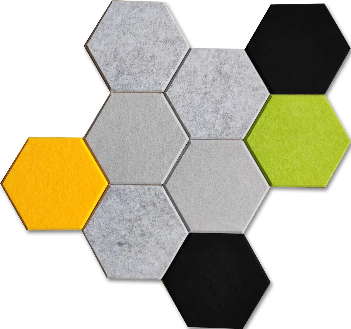 HEXA Acoustic 3D Felt Wall Panels set of different colour variants GREEN DecorMania.eu