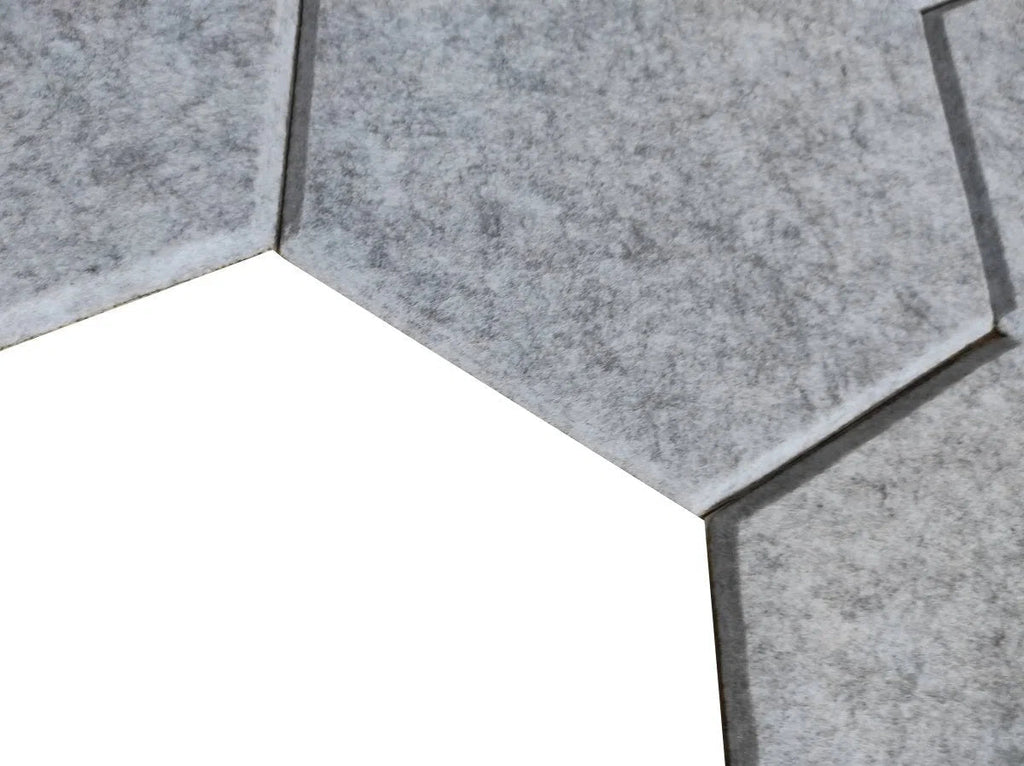 HEXA Acoustic 3D Felt Wall Panels detail closeup GREY DecorMania.eu
