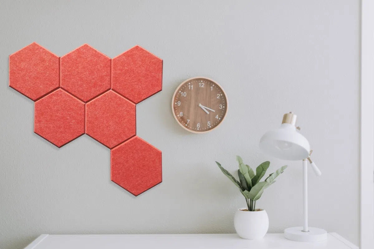 HEXA Acoustic 3D Felt Wall Panels decor in white colour interior ORANGE DecorMania.eu