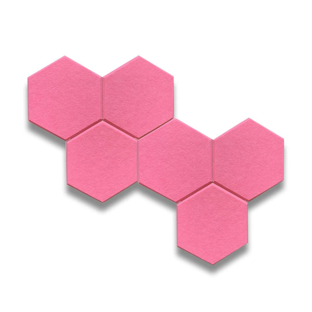HEXA Acoustic 3D Felt Wall Panels on white background PINK DecorMania.eu