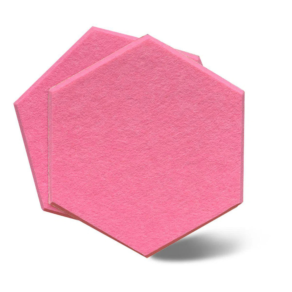 HEXA Acoustic 3D Felt Wall Panels two pieces on white background PINK DecorMania.eu