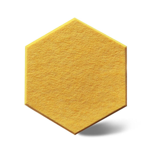 HEXA Acoustic 3D Felt Wall Panels on white background YELLOW DecorMania.eu
