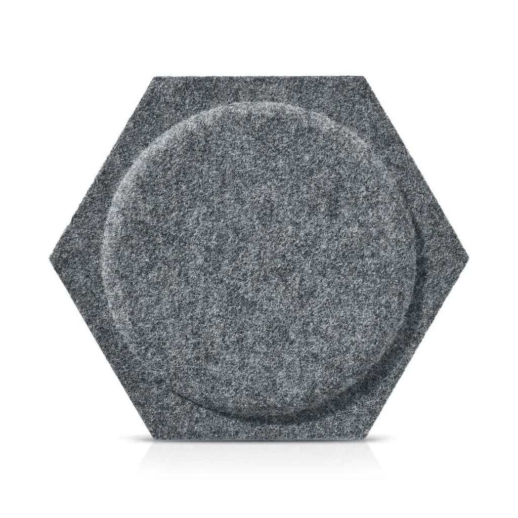 HEXA BOLD 2 Acoustic 3D Felt Wall Panels on white background GREY DecorMania.eu