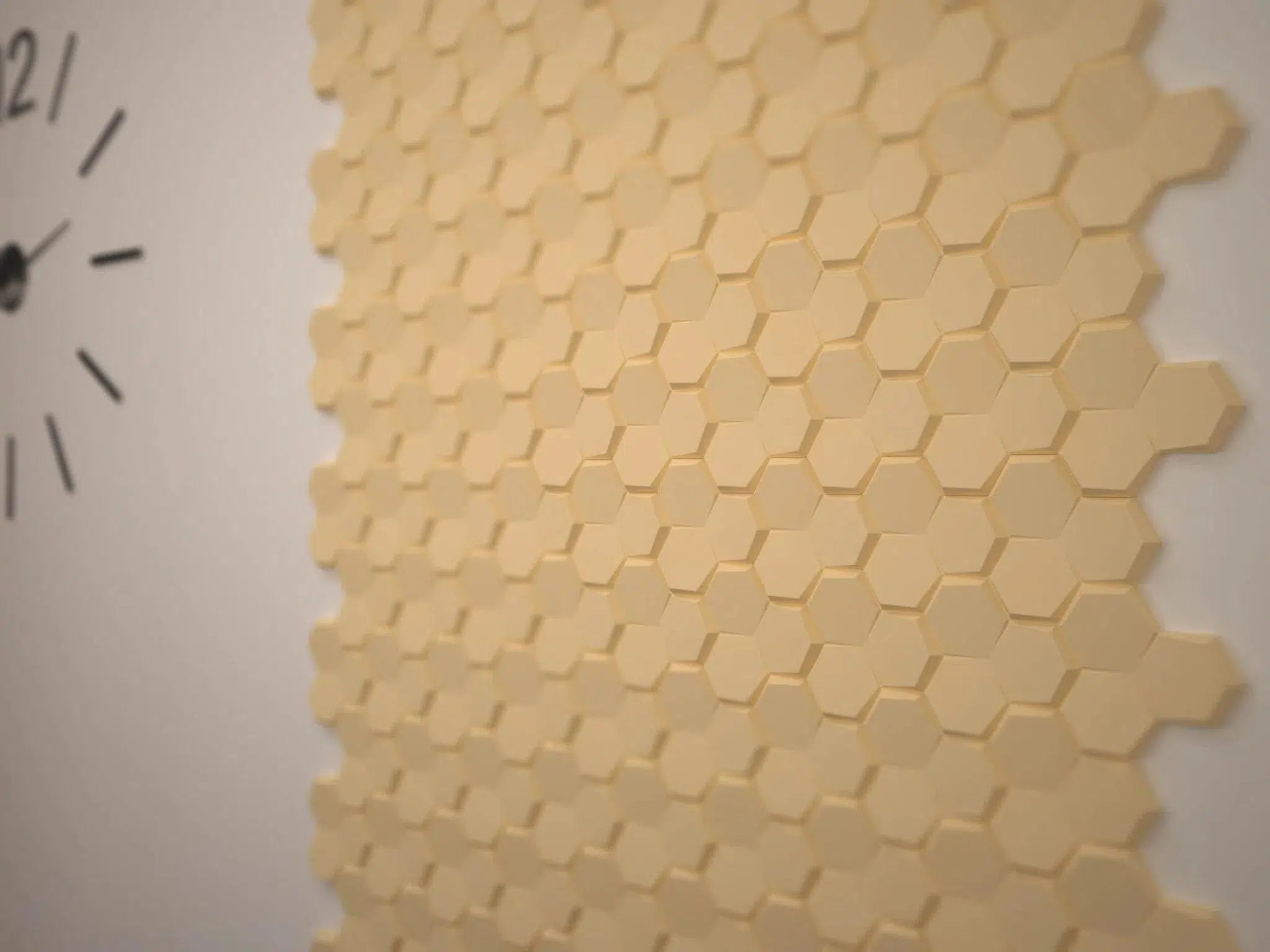 HEXA Polystyrene Wall Art – 3D Decorative Panels light yellow colour panels on white wall DecorMania.eu