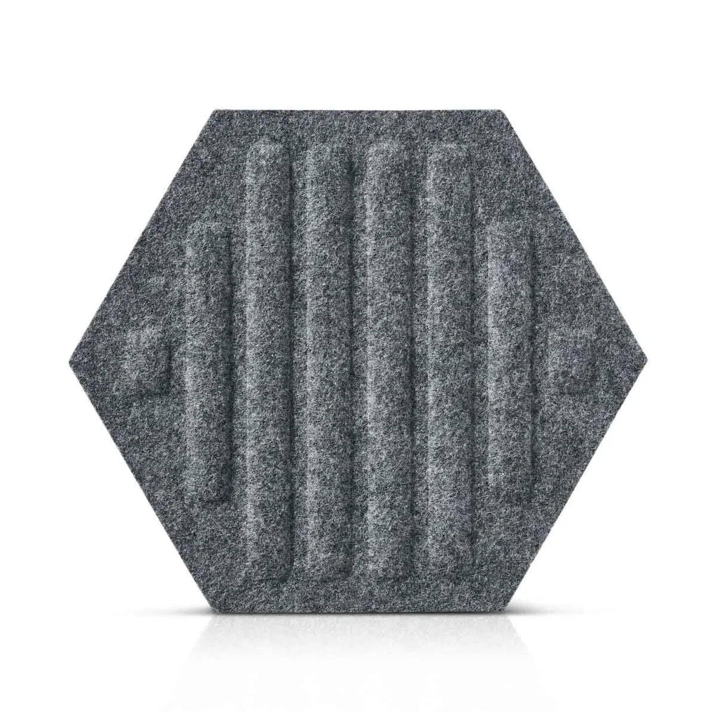 HEXA RIFT Acoustic 3D Felt Wall Panels on white background GREY DecorMania.eu