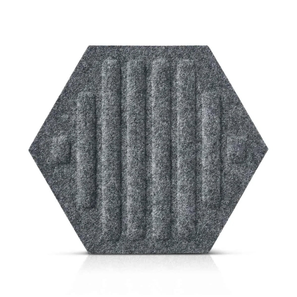 HEXA RIFT Acoustic 3D Felt Wall Panels on white background GREY DecorMania.eu