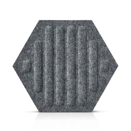 HEXA RIFT Acoustic 3D Felt Wall Panels on white background GREY DecorMania.eu