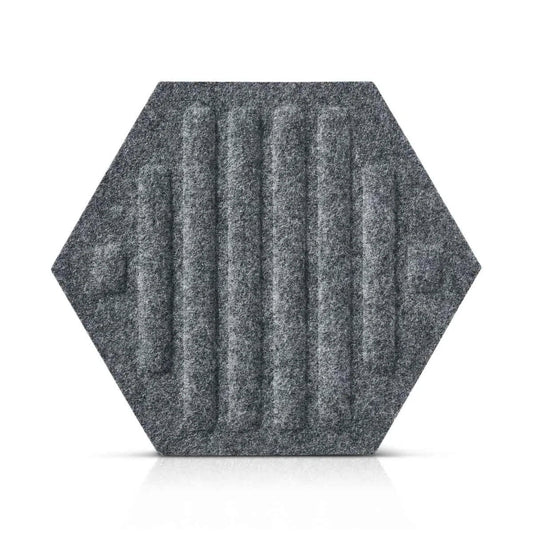 HEXA RIFT Acoustic 3D Felt Wall Panels on white background GREY DecorMania.eu