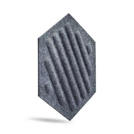 HEXA RIFT Acoustic 3D Felt Wall Panels on white background GREY DecorMania.eu