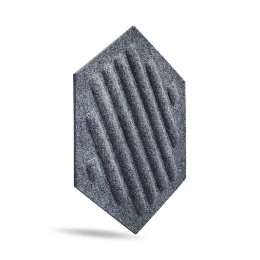 HEXA RIFT Acoustic 3D Felt Wall Panels on white background GREY DecorMania.eu