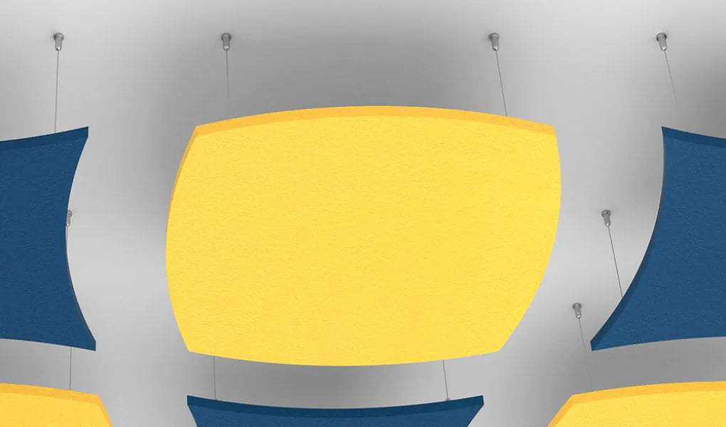 Hello AIR Acoustic Suspended Ceiling Panel yellow panel on grey background Decormania.eu