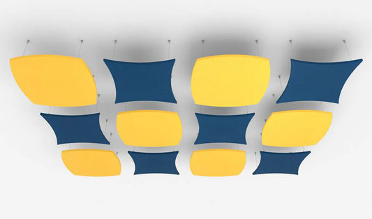 Hello AIR Acoustic Suspended Ceiling Panel yellow and blue composition Decormania.eu