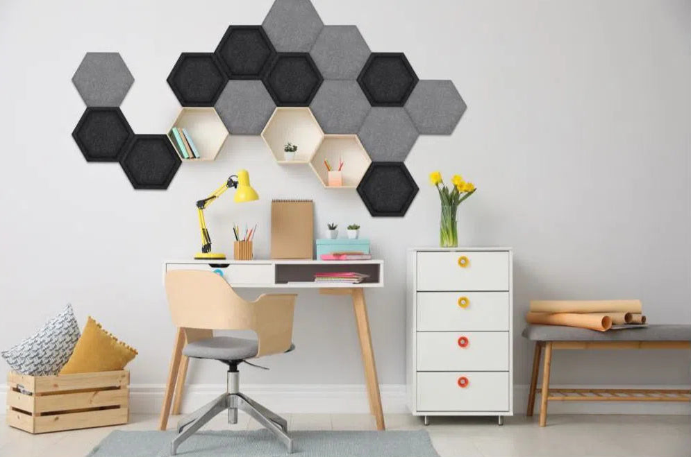 HEXA Felt 2D Panel - BLACK - DecorMania.eu