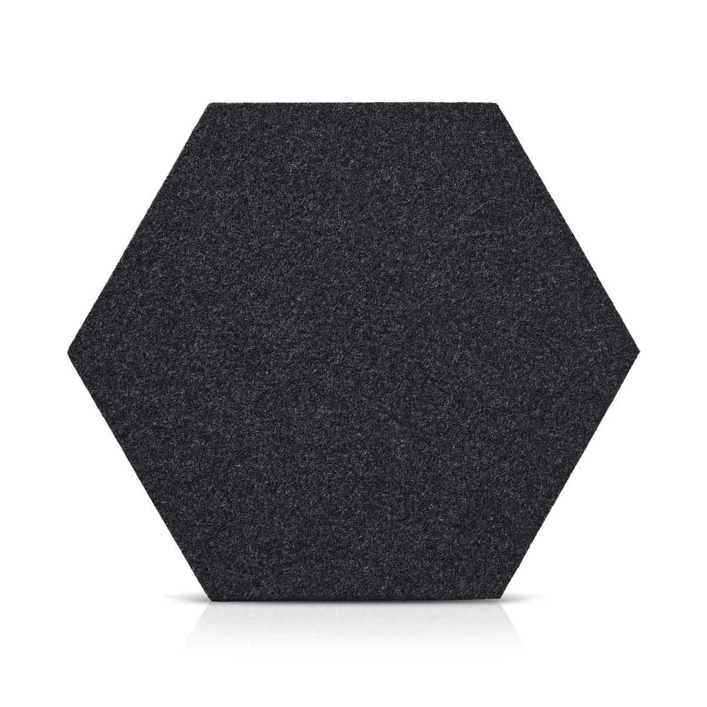 Hexa FLAT Acoustic Felt Wall Panels on white background BLACK Decormania.eu
