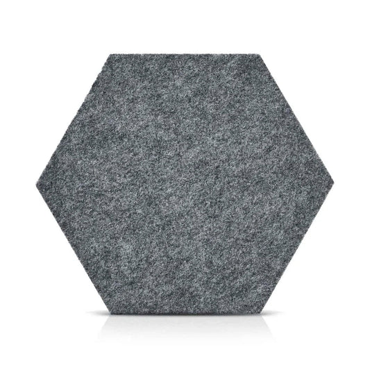Hexa FLAT Acoustic Felt Wall Panels on white background GREY DecorMania.eu