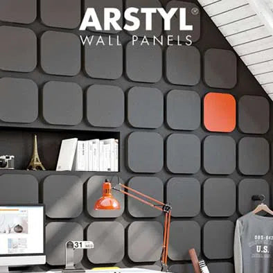 ICON 3D Polyurethane Wall Art Panel in grey colour interior DecorMania.eu