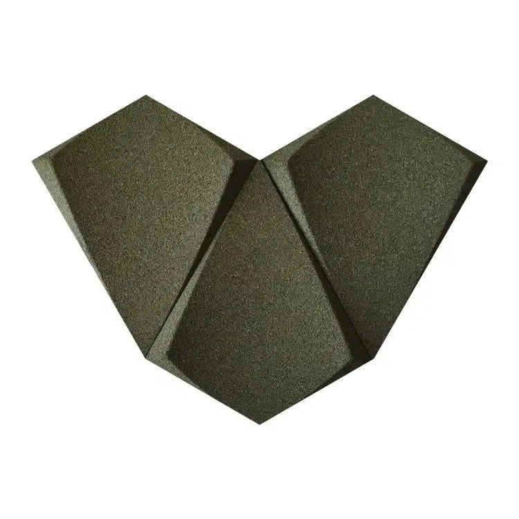 KITE 3D Cork Acoustic Wall Panels on white background DARK GREEN DecorMania.eu