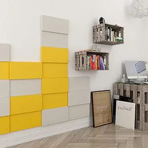LINE Soft Acoustic Wall Panel yellow and grey composition Decormania.eu