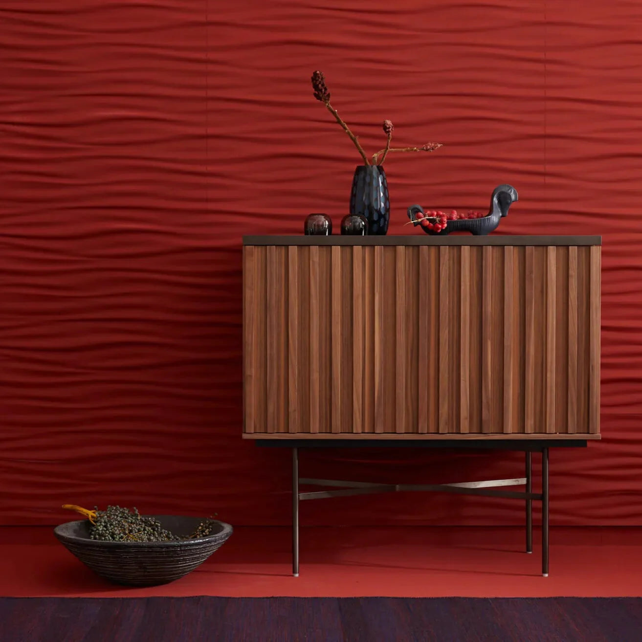 LIQUID 3D Polyurethane Wall Art Panel in red colour DecorMania.eu