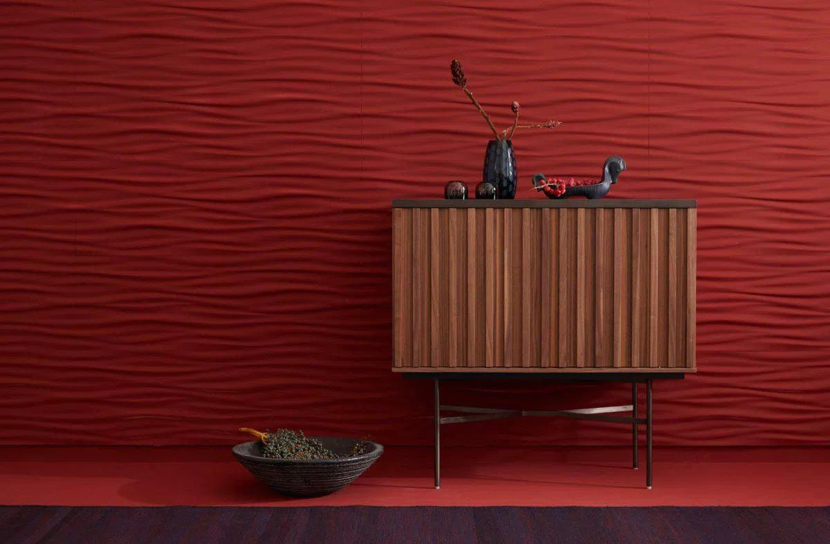 LIQUID 3D Polyurethane Wall Art Panel in red colour interior DecorMania.eu