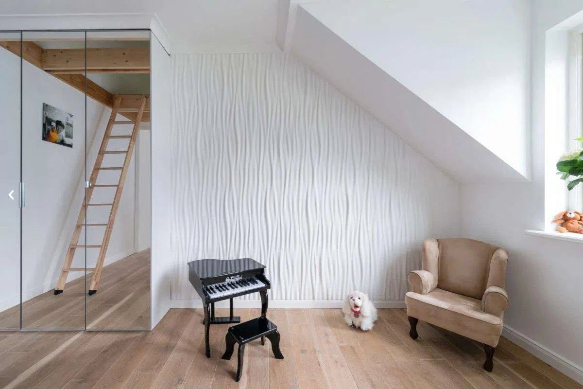 LIQUID 3D Polyurethane Wall Art Panel in white colour interior DecorMania.eu